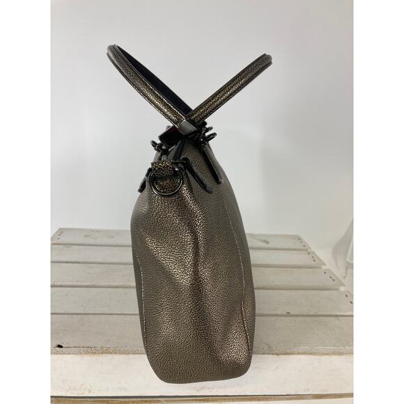 COACH 33736 MEDIUM SIZE GOLD, BLACK LEATHER METALIC HANDBAG - Picture 3 of 12